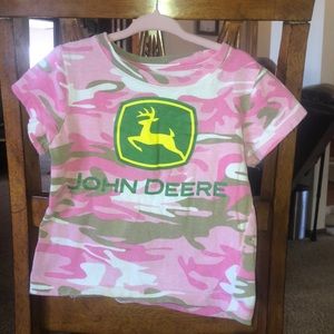 Toddler Girl pink camo John Deere T-shirt